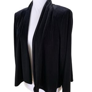 Vintage USA Suze S Velvet  Swing Jacket Black Open Front Evening Formal Holiday